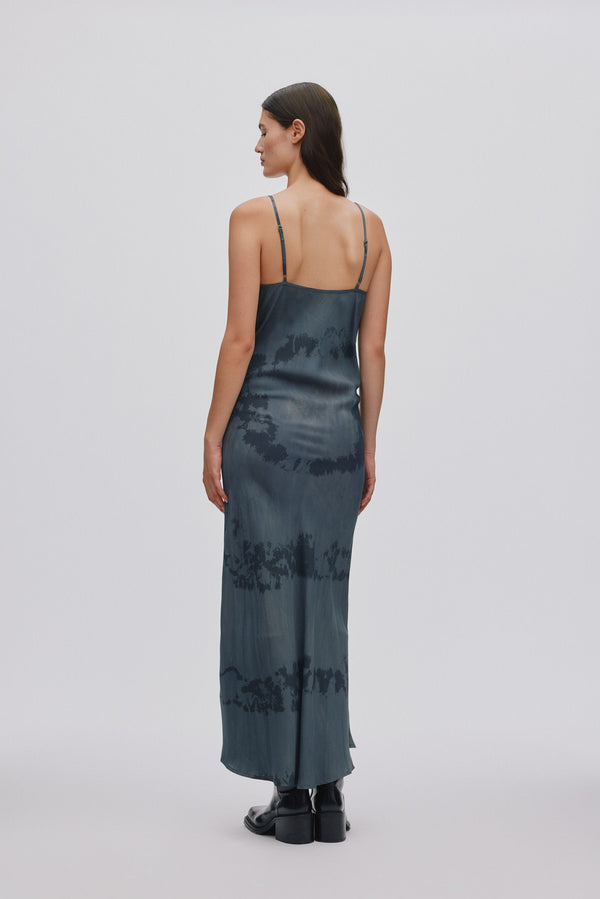 Rabens Saloner Meluca Cosmic Ruched Bust Bias Dress I Anthracite Combo