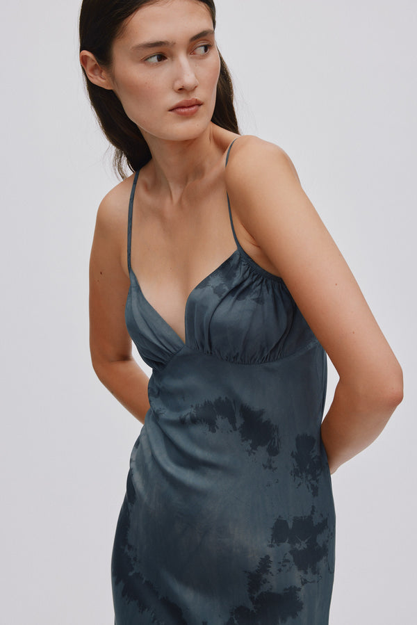 Rabens Saloner Meluca Cosmic Ruched Bust Bias Dress I Anthracite Combo