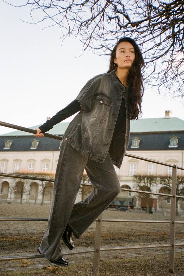 Rabens Saloner Mir Denim Vest Jacket I Washed Black Denim