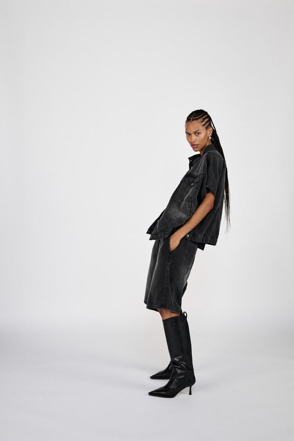 Rabens Saloner Mir Denim Vest Jacket I Washed Black Denim