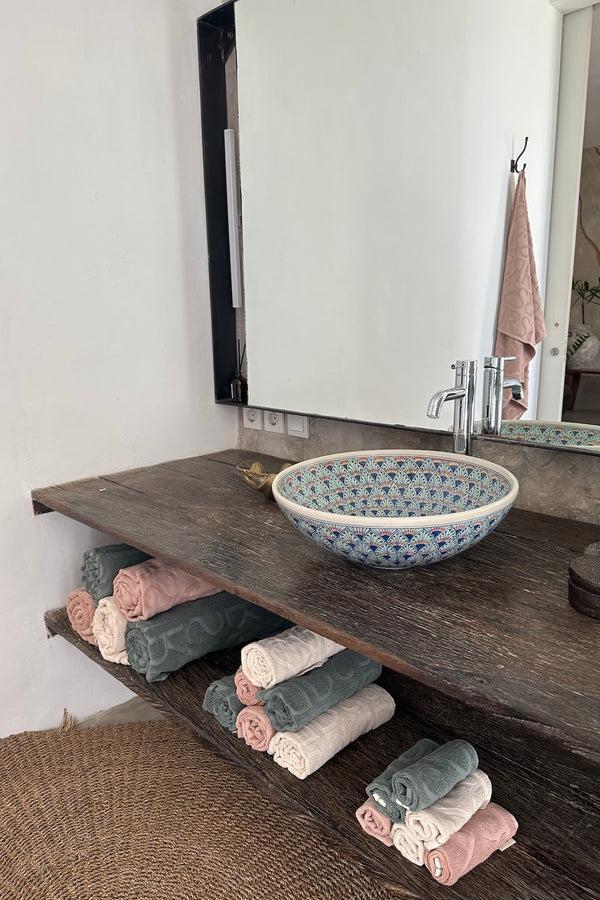 Rabens Saloner Monogram Wash Cloth Wash Cloth 30x30 Cm I Ivory