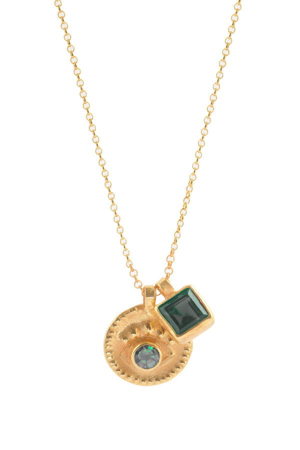 rabens saloner Nafsu Necklace w/eye and square pendant I Green combo