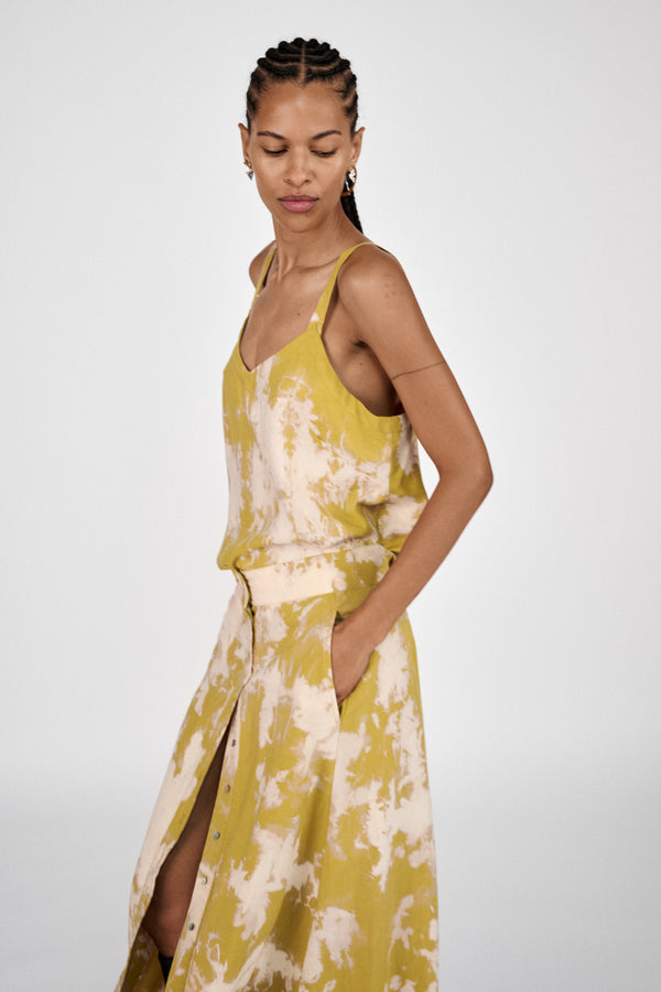 Rabens Saloner Natja Misty Button Skirt I Golden Mustard Combo