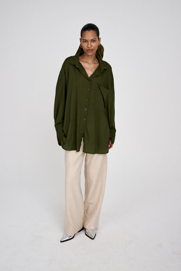 Rabens Saloner Noah Cotton Oversized Shirt I Army Green