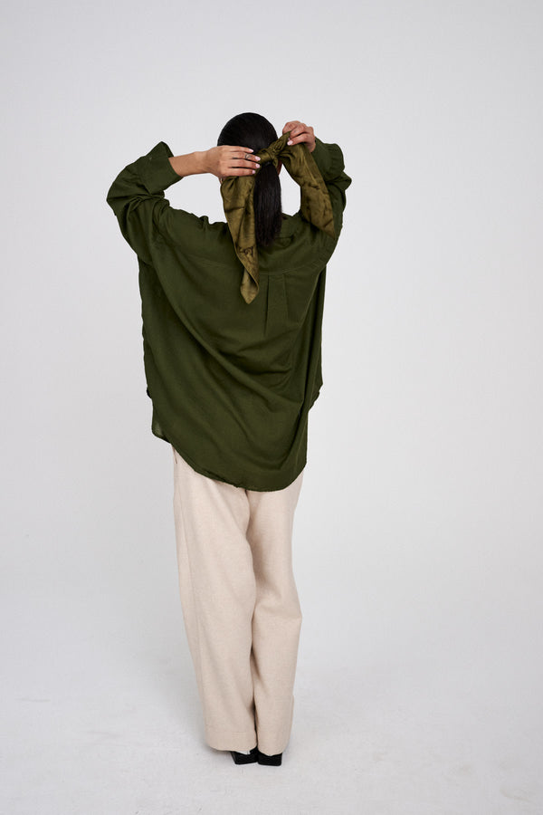 Rabens Saloner Noah Cotton Oversized Shirt I Army Green