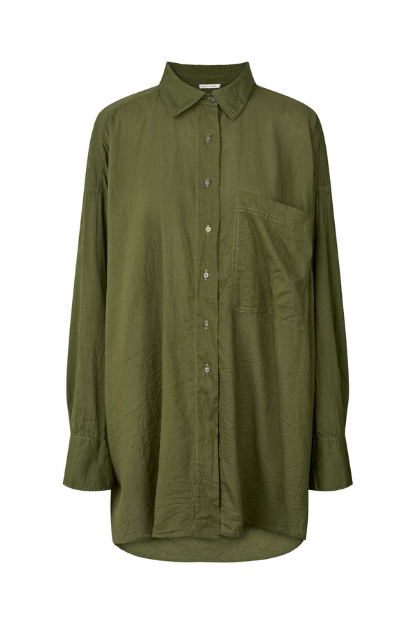 Rabens Saloner Noah Cotton Oversized Shirt I Army Green