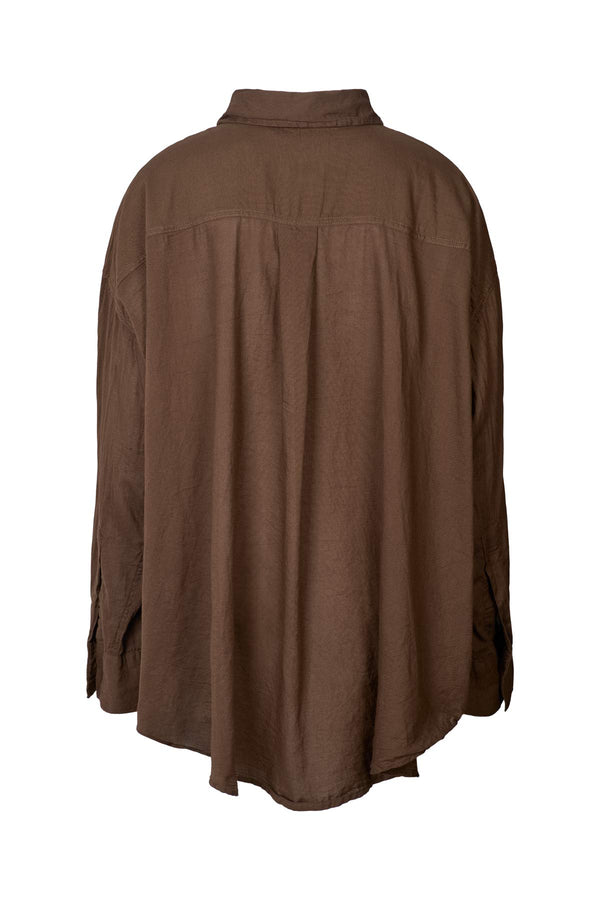 Rabens Saloner Noah Cotton Oversized Shirt I Dark Brown