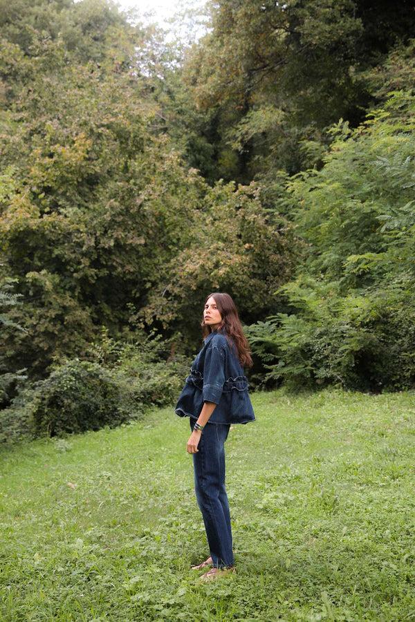 Rabens Saloner Paige Denim Shirt Jacket I Dark Washed Indigo