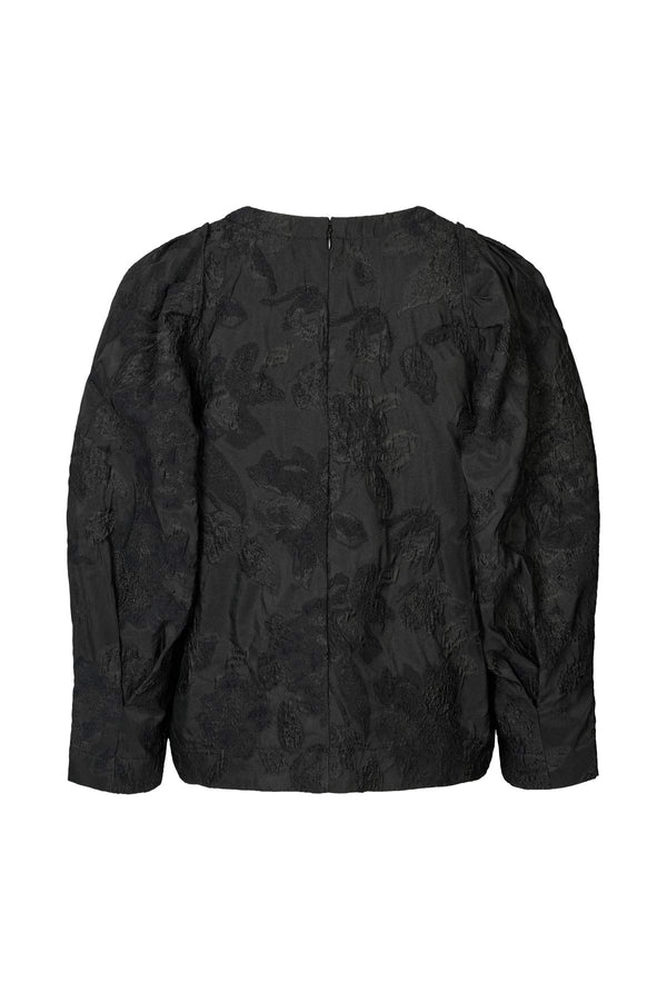 Rabens Saloner Peyton Clipped Jacquard Blouse I Pirate Black