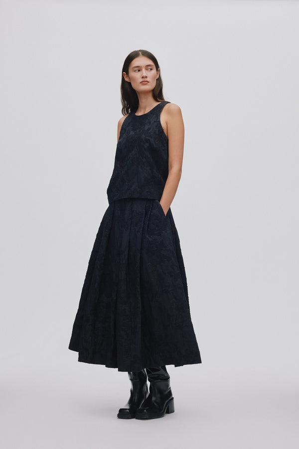 Rabens Saloner Piper Clipped Jacquard Tank Top I Pirate Black