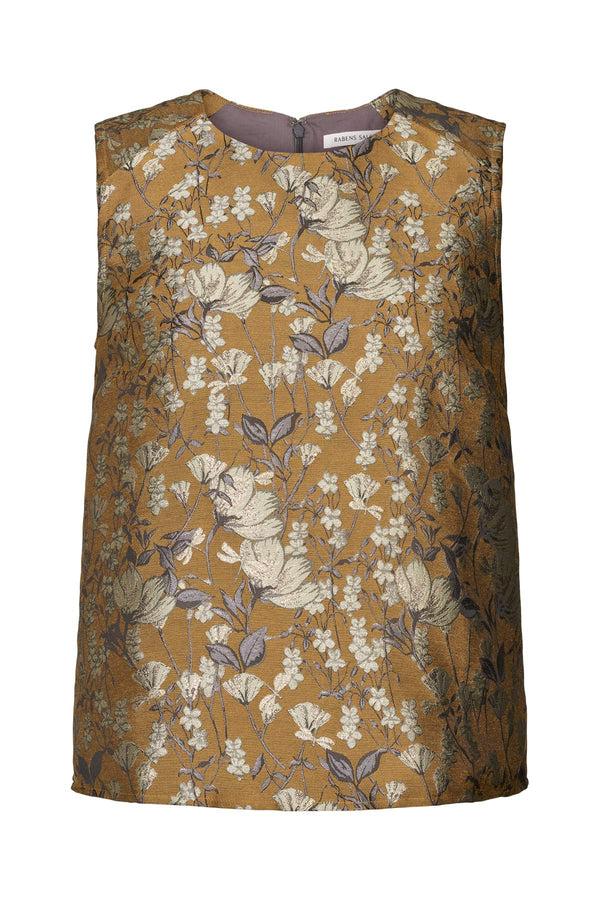 Rabens Saloner Piper Ottoman Jacquard Top I Golden Combo