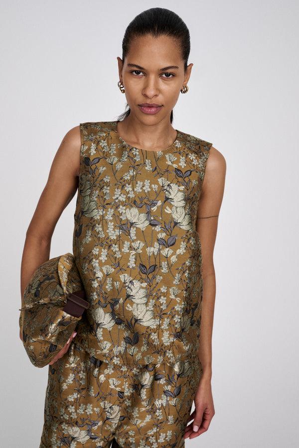 rabens saloner Piper Ottoman jacquard top I Golden combo