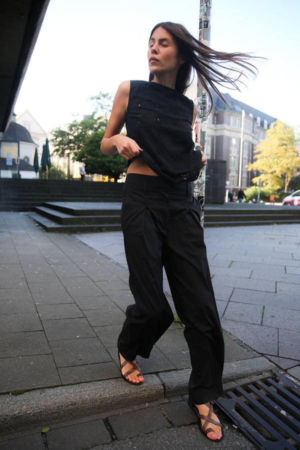 Rabens Saloner Piper Supersize Anglaise Tank Top I Caviar Black