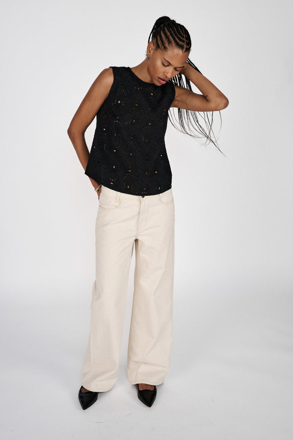 rabens saloner Piper Supersize anglaise tank top I Caviar Black