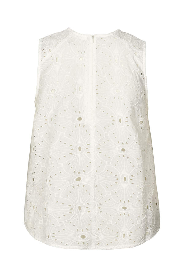 Rabens Saloner Piper Supersize Anglaise Tank Top I White Swan