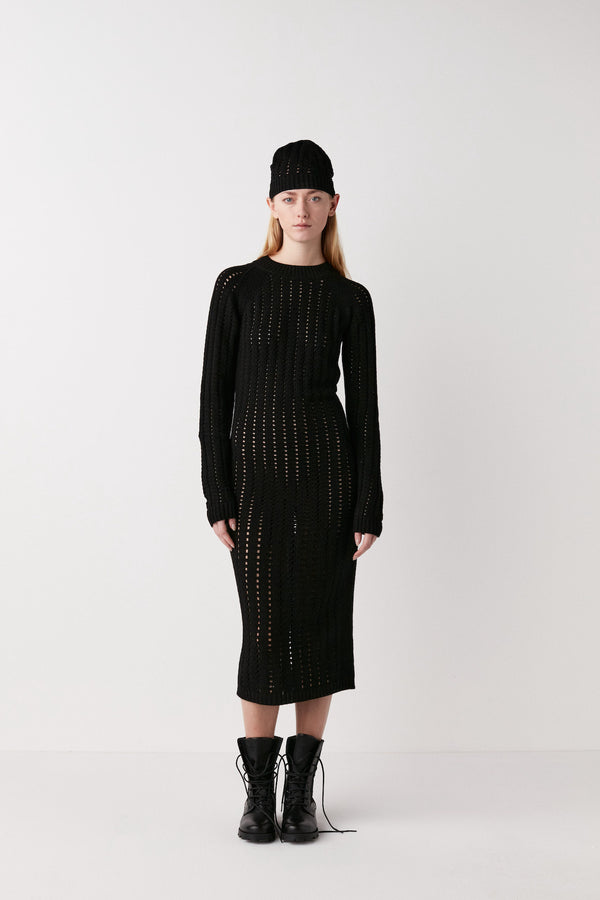 Rabens Saloner PreLoved Cana Square Knit Dress I Black