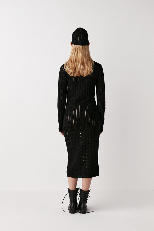 Rabens Saloner PreLoved Cana Square Knit Dress I Black