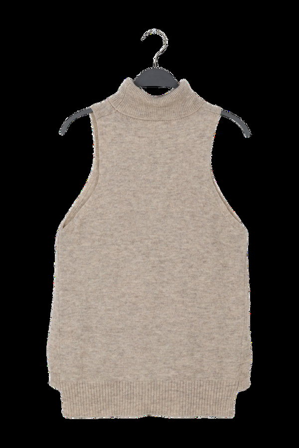 Rabens Saloner PreLoved Diara Pure Wool Funnel Halter Top I Oatmeal