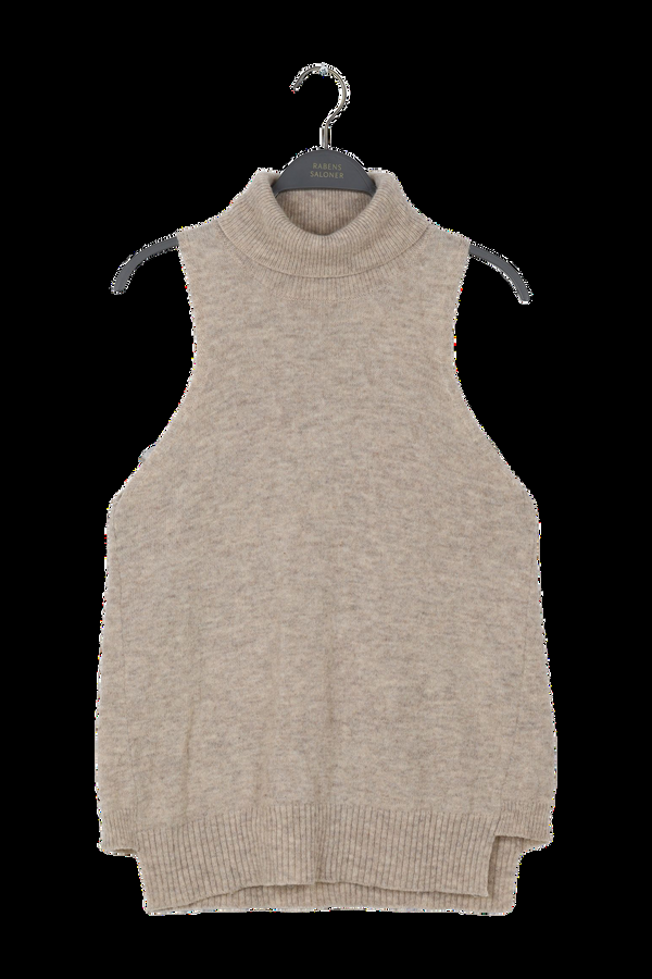 rabens saloner PreLoved Diara Pure wool funnel halter top I Oatmeal