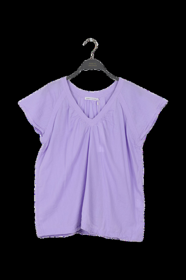 rabens saloner PreLoved Dipsy Cotton V-neck Top I Violet