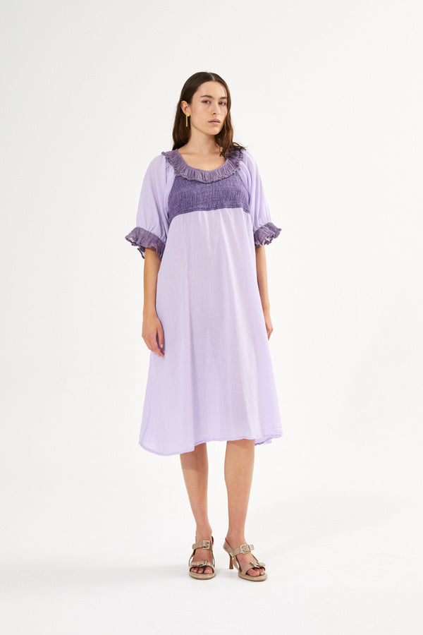 Rabens Saloner PreLoved Dortia Cotton Short Angel Dress I Violet