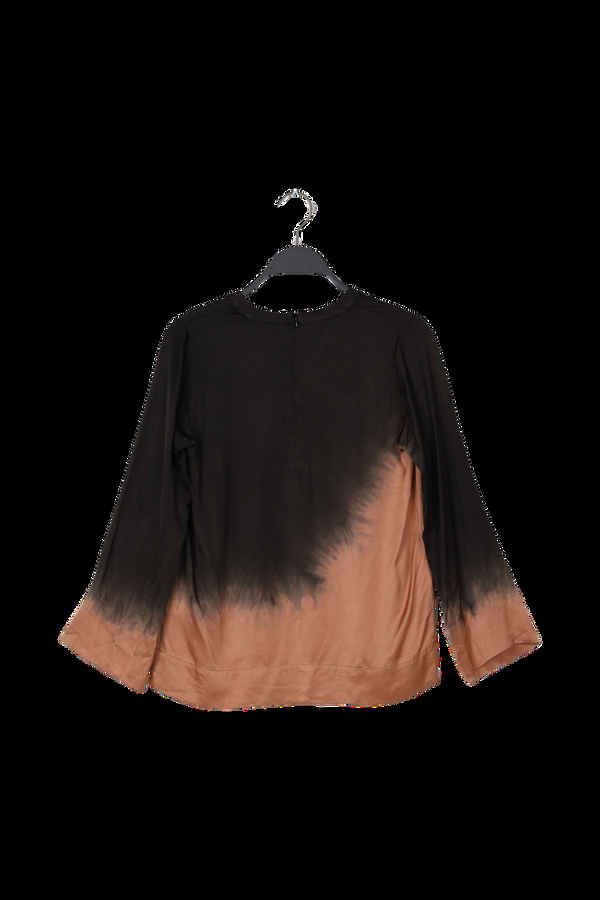 Rabens Saloner PreLoved Herta Coastal 3/4 Sleeve Top I Black Peachy Combo