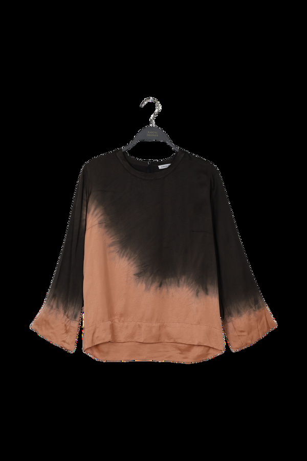 rabens saloner PreLoved Herta Coastal 3/4 sleeve top I Black peachy combo