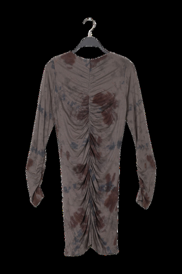 Rabens Saloner PreLoved Isi Mixture Gather Short Dress I Asphalt Combo