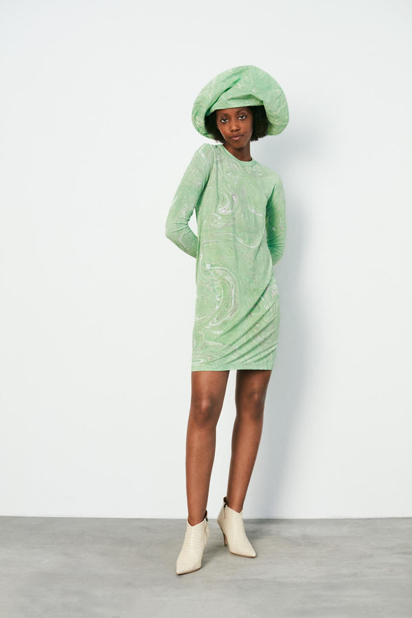 Rabens Saloner PreLoved Janna Seaweed Swirl Short Tube Dress