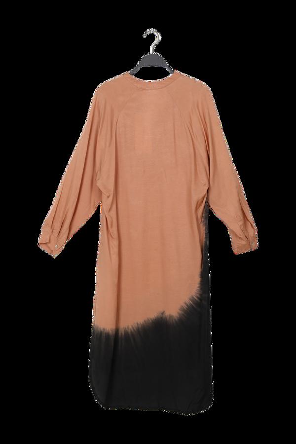 Rabens Saloner PreLoved Lareen Coastal Over Size Shirt Dress I Black Peachy Combo