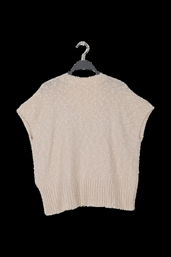 Rabens Saloner PreLoved Minte Freckled Knit Tunic Vest I Beige
