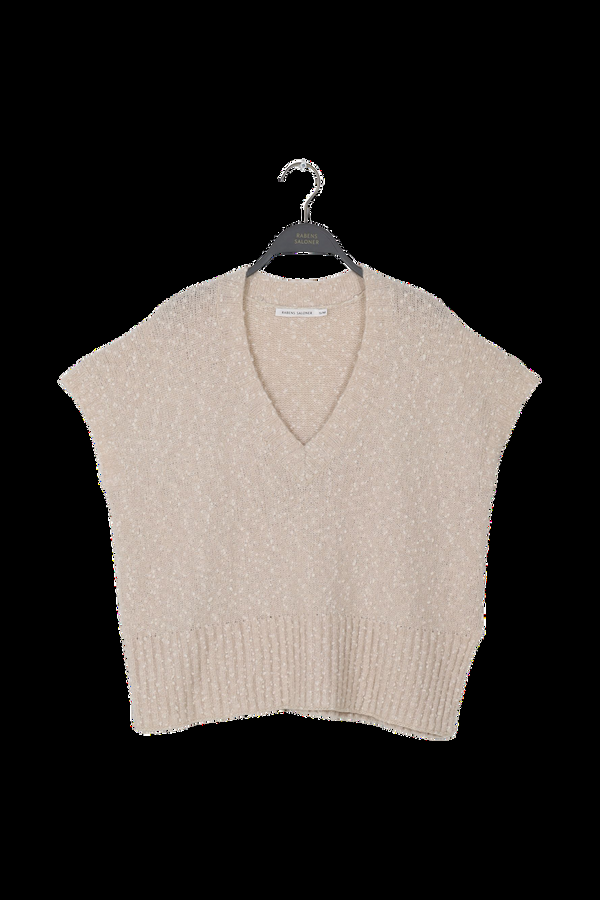 rabens saloner PreLoved Minte Freckled knit tunic vest I Beige
