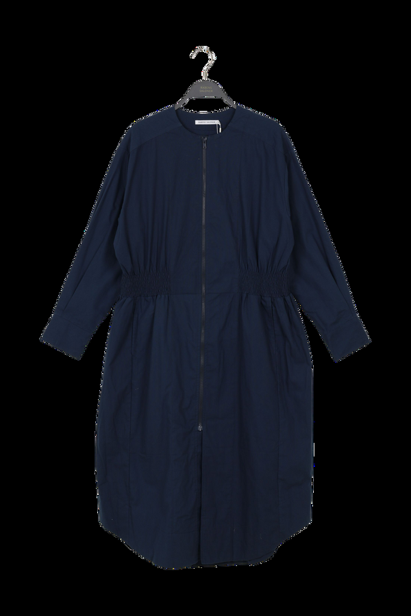 rabens saloner PreLoved Mirell Poplin heavy zip front dress I Dark navy