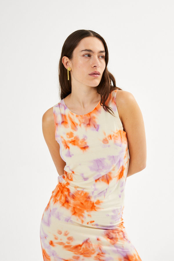 Rabens Saloner PreLoved Niara Fusion Long Tank Dress I Ametrine Combo