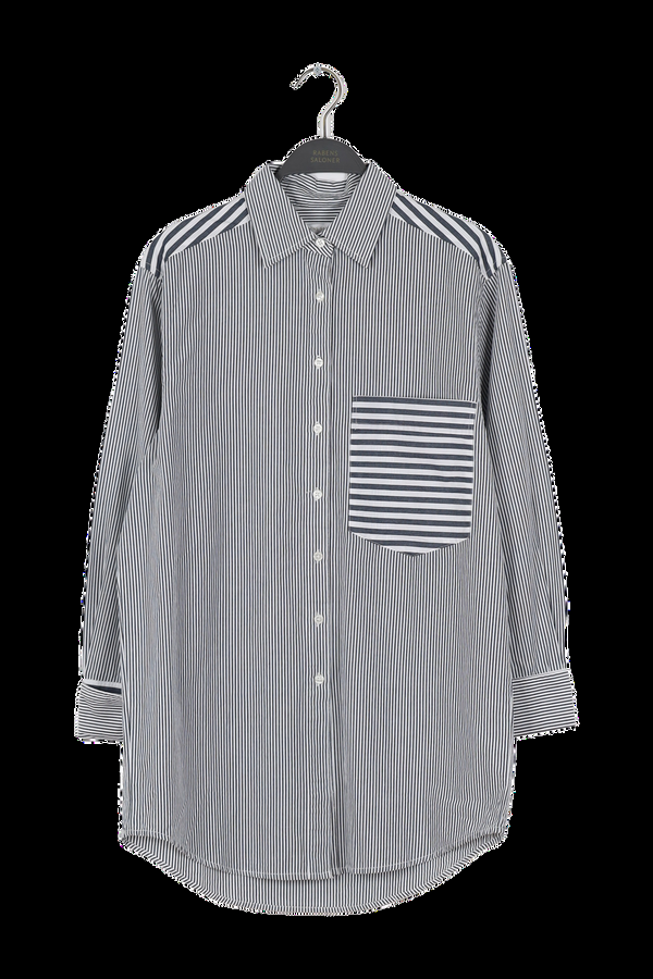 rabens saloner PreLoved Willa Double stripe collared shirt