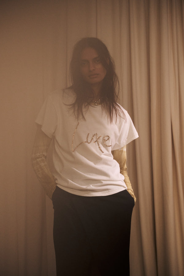 Rabens Saloner Ambla Diamante T-shirt I Chalk