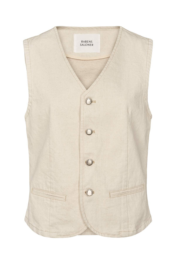 Rabens Saloner Banu Denim Ecru Vest I Ecru