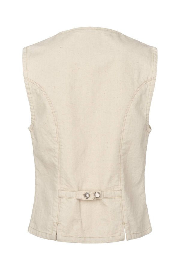 Rabens Saloner Banu Denim Ecru Vest I Ecru