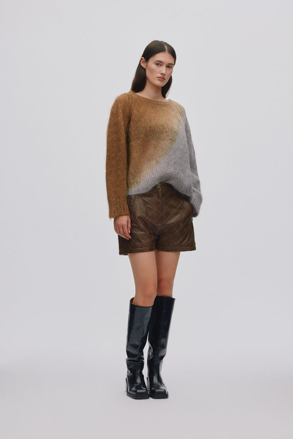 Rabens Saloner Bet Quilted Leather Shorts I Olive