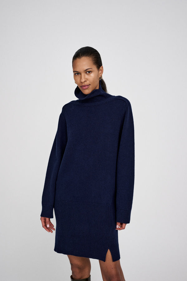 Rabens Saloner Carole Pure Wool Dress I Navy