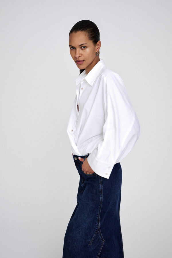 Rabens Saloner Chloe Poplin Full Shirt I White