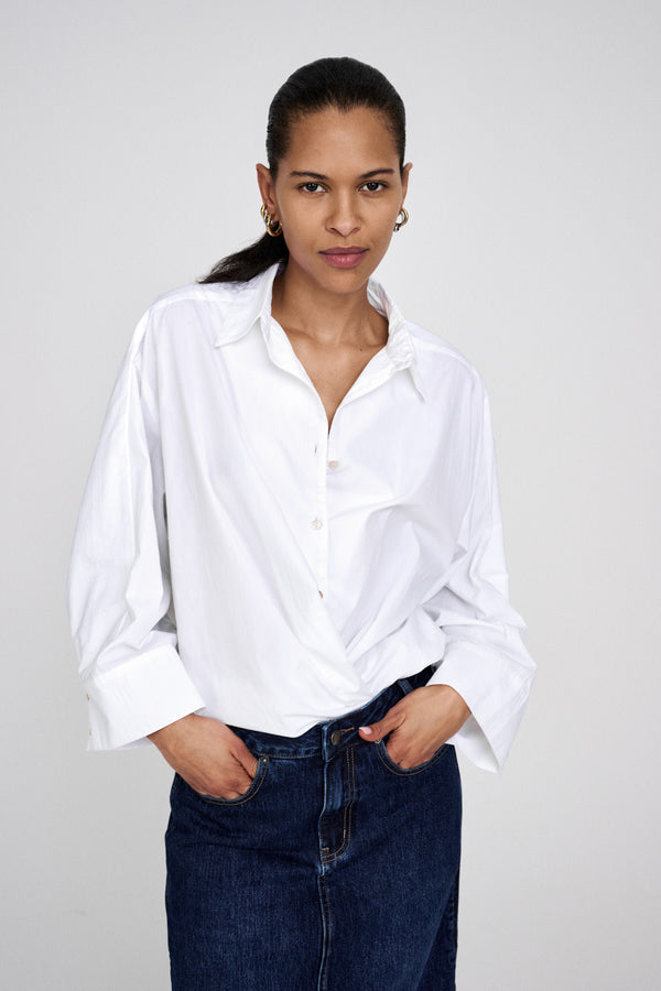 Rabens Saloner Chloe Poplin Full Shirt I White