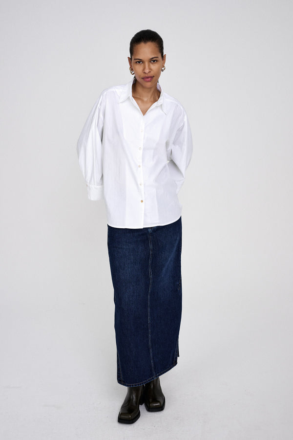 rabens saloner Chloe Poplin full shirt I White