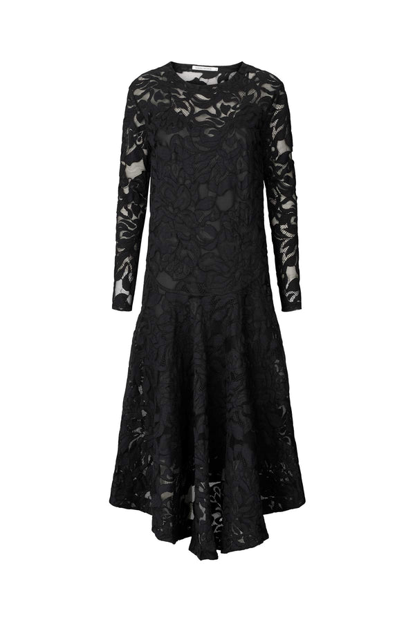 Rabens Saloner Enid Orchid Lace Dress I Black