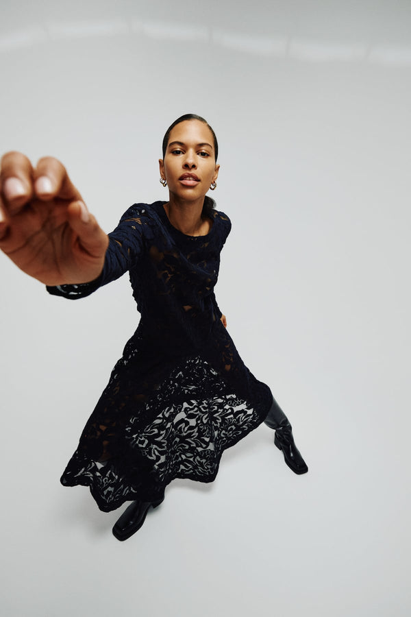 rabens saloner Enid Orchid lace dress I Black