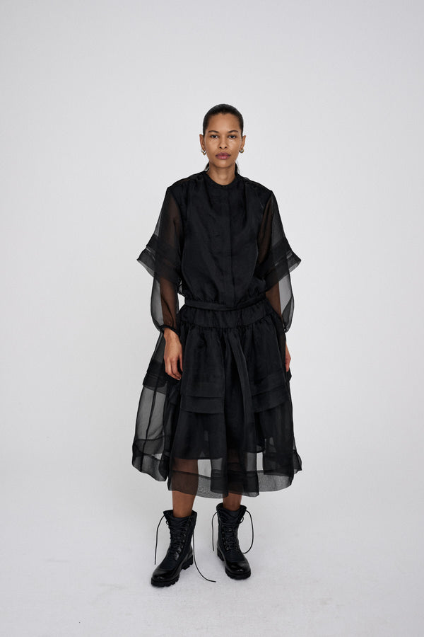 rabens saloner Falka Organza layer skirt I Black