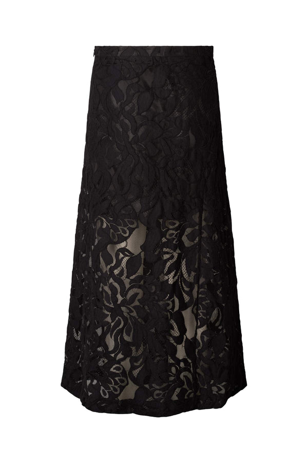 Rabens Saloner Fauna Orchid Lace Skirt I Black