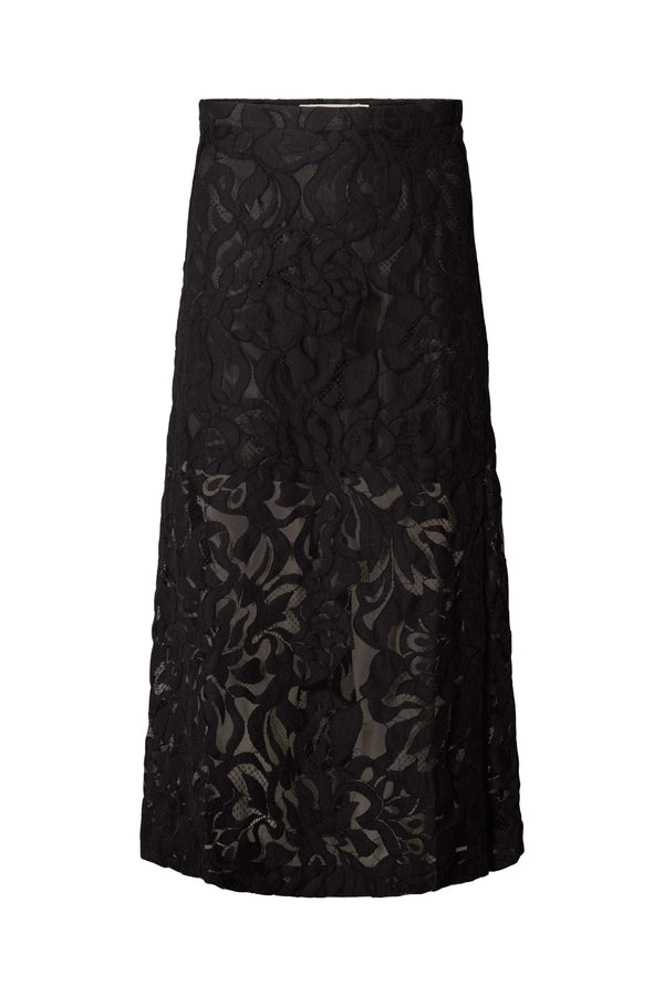 rabens saloner Fauna Orchid lace skirt I Black