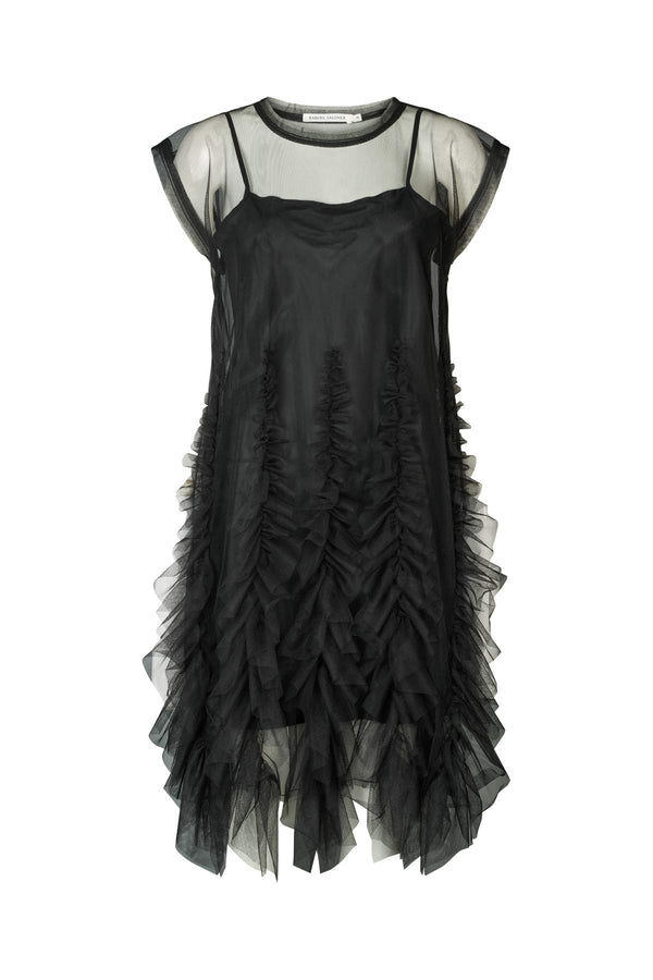 rabens saloner Ghita Frilly tulle dress I Black