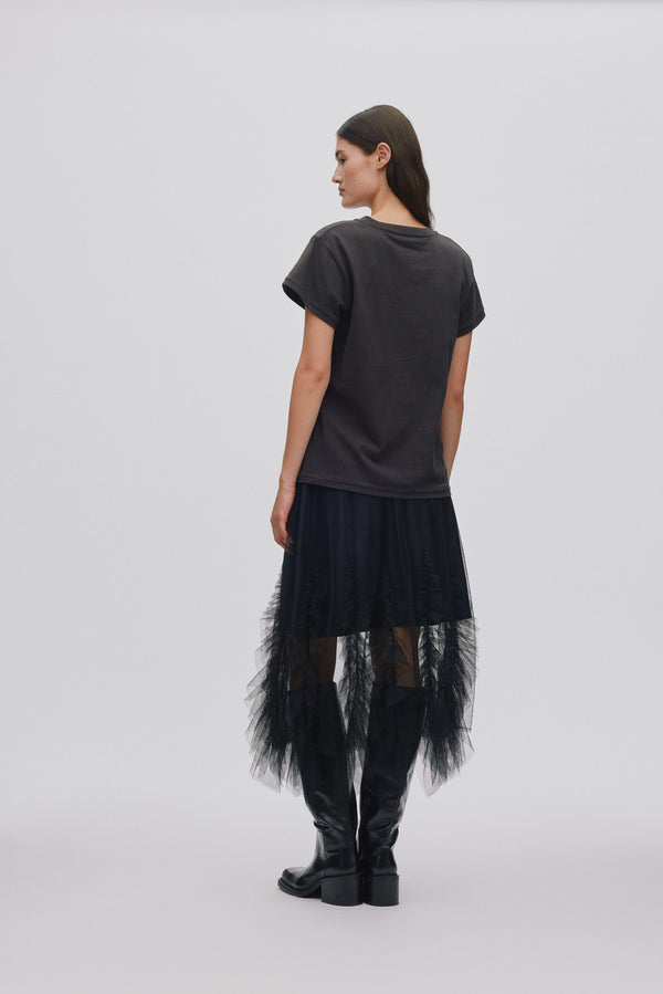 Rabens Saloner Glenda Frilly Tulle Skirt I Black